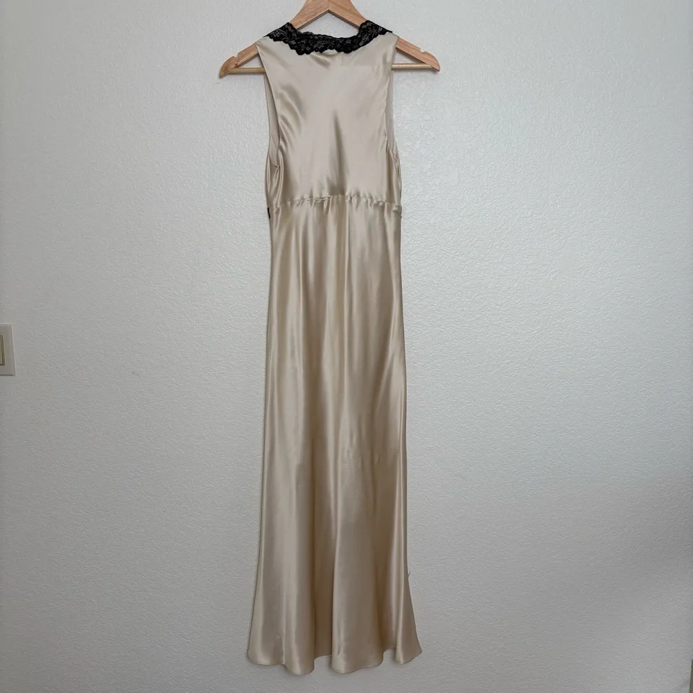 Reformation Alicyn Lace Trim Satin Slip Dress Ivory Cream Silk Size 0 - Picture 7 of 10
